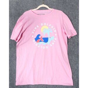 Pink + Dolphin Large Graphic T-Shirt Unisex Beach Cloud Waves Dolphin Pink